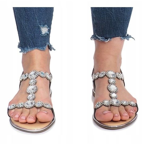 Sandalias planas negras con diamantes Indulge negro 1 Sandalias planas negras con diamantes Indulge negro 1