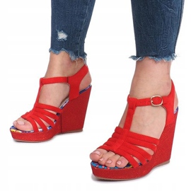 Sandalias de cuña ankard rojas rojo 5