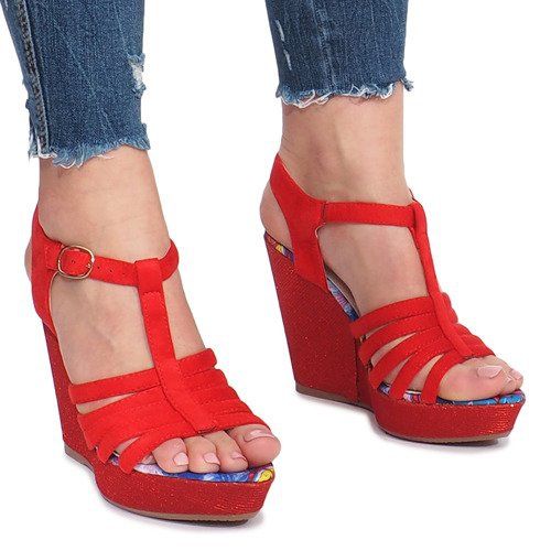 Sandalias de cuña ankard rojas rojo 2