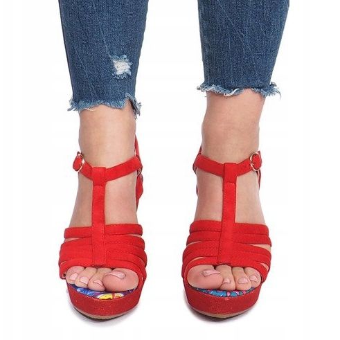Sandalias de cuña ankard rojas rojo 1