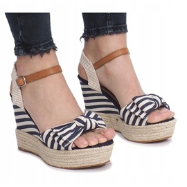Sandalias marineras de cuña con alpargatas Blue Sea azul 2