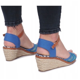 Sandalias azules en el tacón de cuña baja Monro 4