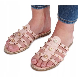 Pantuflas rosas con tachuelas Rabelle beige 1 Pantuflas rosas con tachuelas Rabelle beige 1
