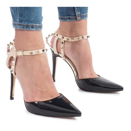 Tacones lacados en negro con tachuelas Behati multicolor amarillo 2