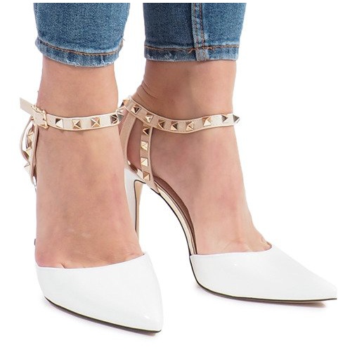 Tacones lacados en blanco con tachuelas Behati amarillo 2