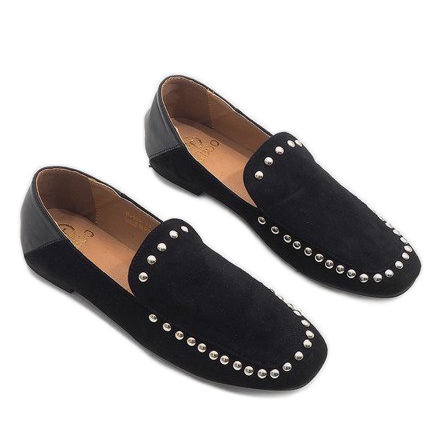 Zapatos negros sin cordones con tachuelas B-105 1