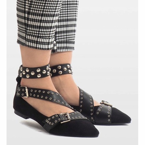 Zapatos negros sin cordones con tachuelas B12-8 2