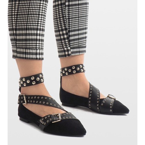 Zapatos negros sin cordones con tachuelas B12-8 1