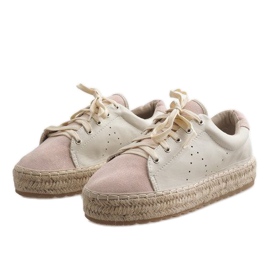 Alpargatas rosas LX-07 con cordones rosado 2