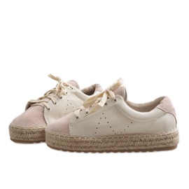 Alpargatas rosas LX-07 con cordones rosado 3