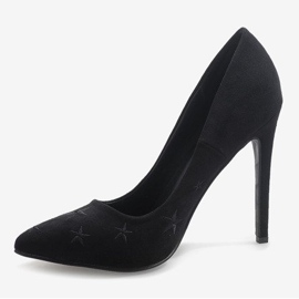 Gamuza negra decorada con estrellas JC3026-1 stilettos negro 3