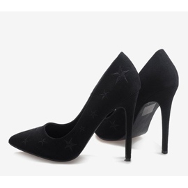Gamuza negra decorada con estrellas JC3026-1 stilettos negro 5