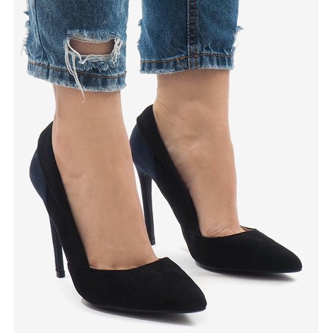 Tacones negros de ante clásico 95299-35 2