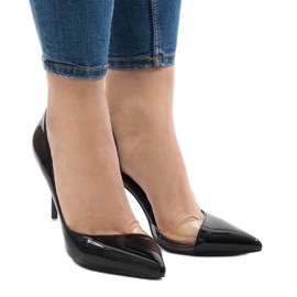 Tacones asimétricos barnizados negros GH11541 2