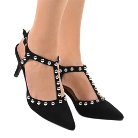 Tacones de ante negro con perlas 100-861SA 2 Tacones de ante negro con perlas 100-861SA 2
