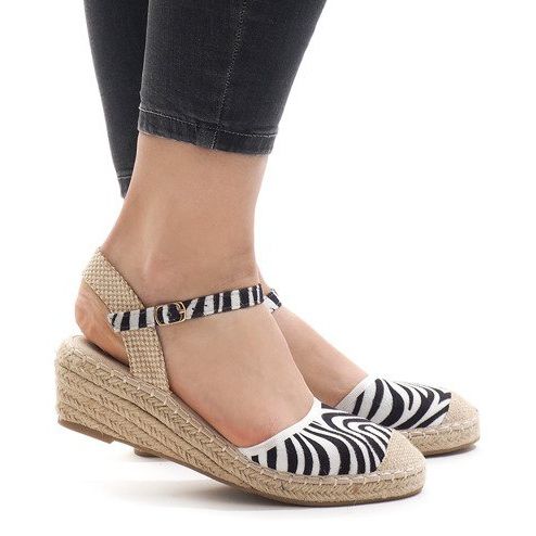 Sandalias cuña cebra alpargatas LLI-3M88-7 blanco negro 2