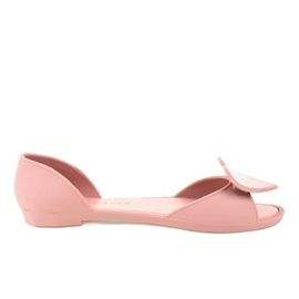 Bailarinas de goma rosa melissa con corazón KM121-24 rosado 1 Bailarinas de goma rosa melissa con corazón KM121-24 rosado 1