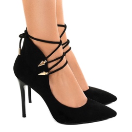 Bombas negras en un pasador atado 6251-P negro 2