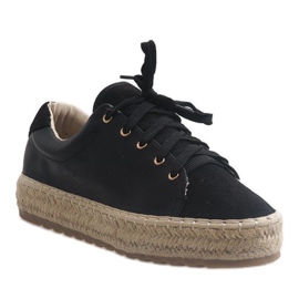 Alpargatas negras con cordones LX-07 negro 1
