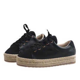 Alpargatas negras con cordones LX-07 negro 2