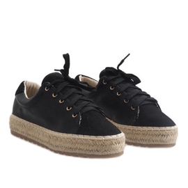 Alpargatas negras con cordones LX-07 negro 3