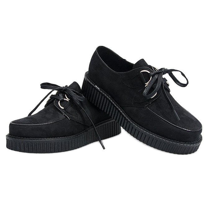 Botas Creepers En La Plataforma Rosa Negra negro 1