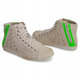 Deportivas Altas Con Tachuelas F16 Beige 4