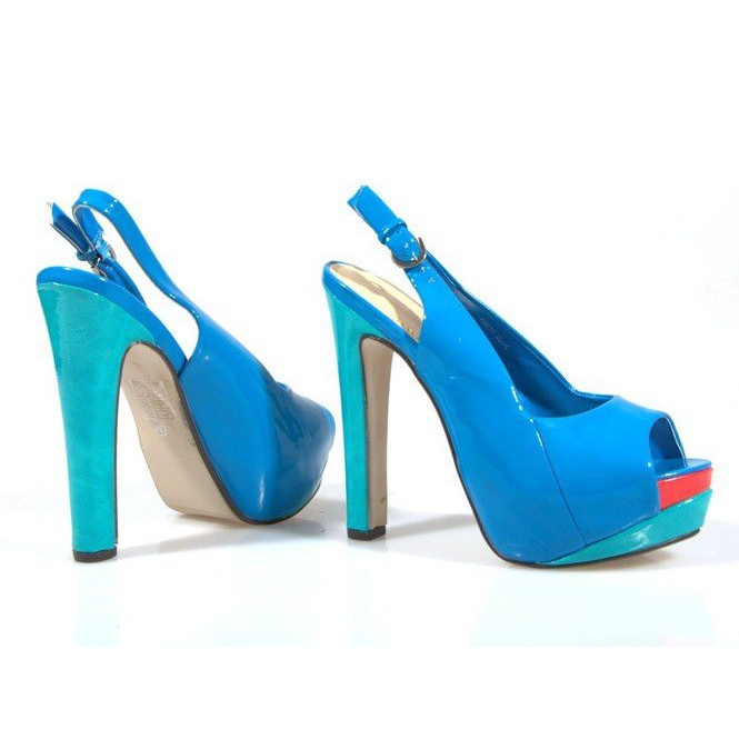 Sandalias de tacón en la plataforma azul A8030 1 Sandalias de tacón en la plataforma azul A8030 1