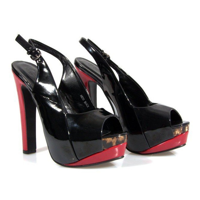 Sandalias de tacón en la plataforma A8030 Negro 2