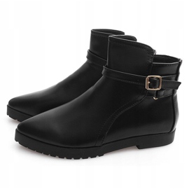 Botas Cálidas Elegantes Con Hebilla HW12 Negro 4