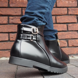 Botas Cálidas Elegantes Con Hebilla HW12 Negro 6