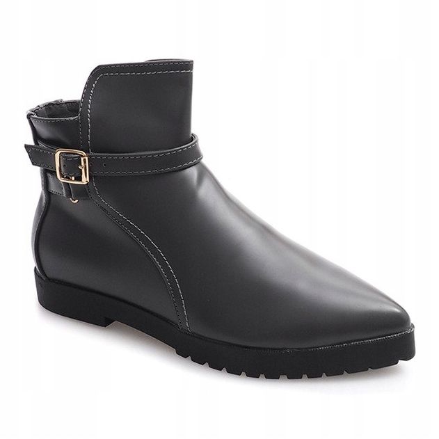 Botas Cálidas Elegantes Con Hebilla HW12 Gris 2 Botas Cálidas Elegantes Con Hebilla HW12 Gris 2