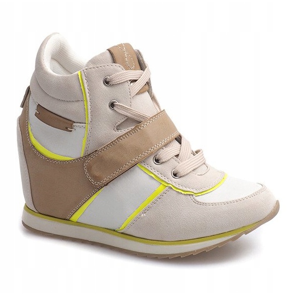 Zapatillas de deporte de cuña de moda JT4 Beige 1
