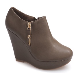 Botas de cuña con cremallera S-210 Khaki verde 1 Botas de cuña con cremallera S-210 Khaki verde 1