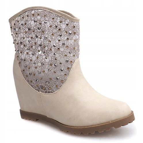 Bota cuña calada 7010-16 Beige 1 Bota cuña calada 7010-16 Beige 1