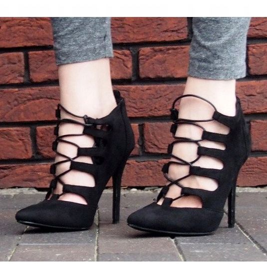 Sandalias Botas Altas Ante 11033-1A Negro 1