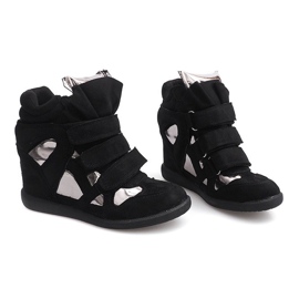 Deportivas Cuña Con Velcro 6041 Negro 2