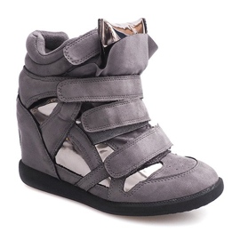 Deportivas Cuña Con Velcro 6041 Gris 2