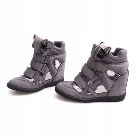 Deportivas Cuña Con Velcro 6041 Gris 1