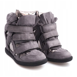Deportivas Cuña Con Velcro 6041 Gris 3
