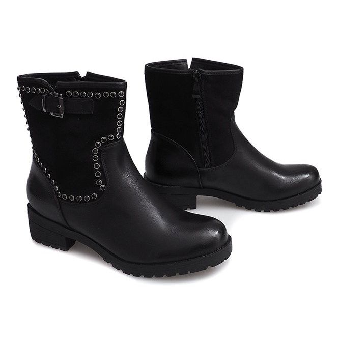 Botas motorizadas con tachuelas 1640 Negro 1 Botas motorizadas con tachuelas 1640 Negro 1