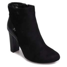 Botines de ante en poste con cremallera T-10 Negro 1