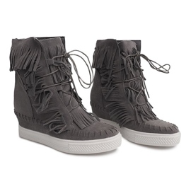 Deportivas Cuña Con Flecos Boho 7A1453 Gris 3
