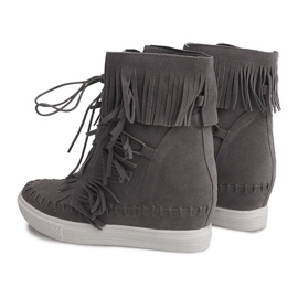 Deportivas Cuña Con Flecos Boho 7A1453 Gris 4