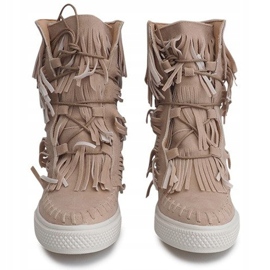 Deportivas Cuña Con Flecos Boho 7A1453 Beige 2