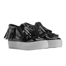 Zapatillas Lacadas Con Cuña KB-SQ-077 Negro 1