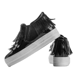 Zapatillas Lacadas Con Cuña KB-SQ-077 Negro 2