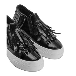 Zapatillas Lacadas Con Cuña KB-SQ-077 Negro 4