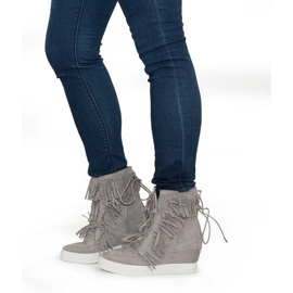 Deportivas Cuña Flecos Boho 881-2 Gris 4