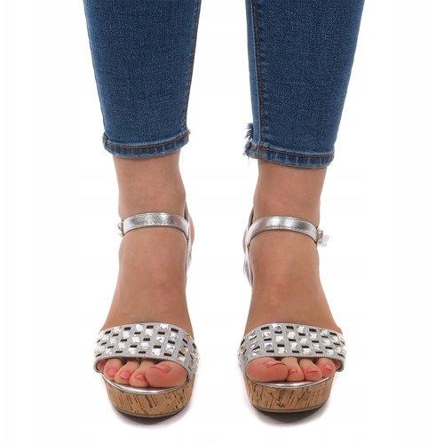 Sandalias Cuña B678-2 Plata gris 1